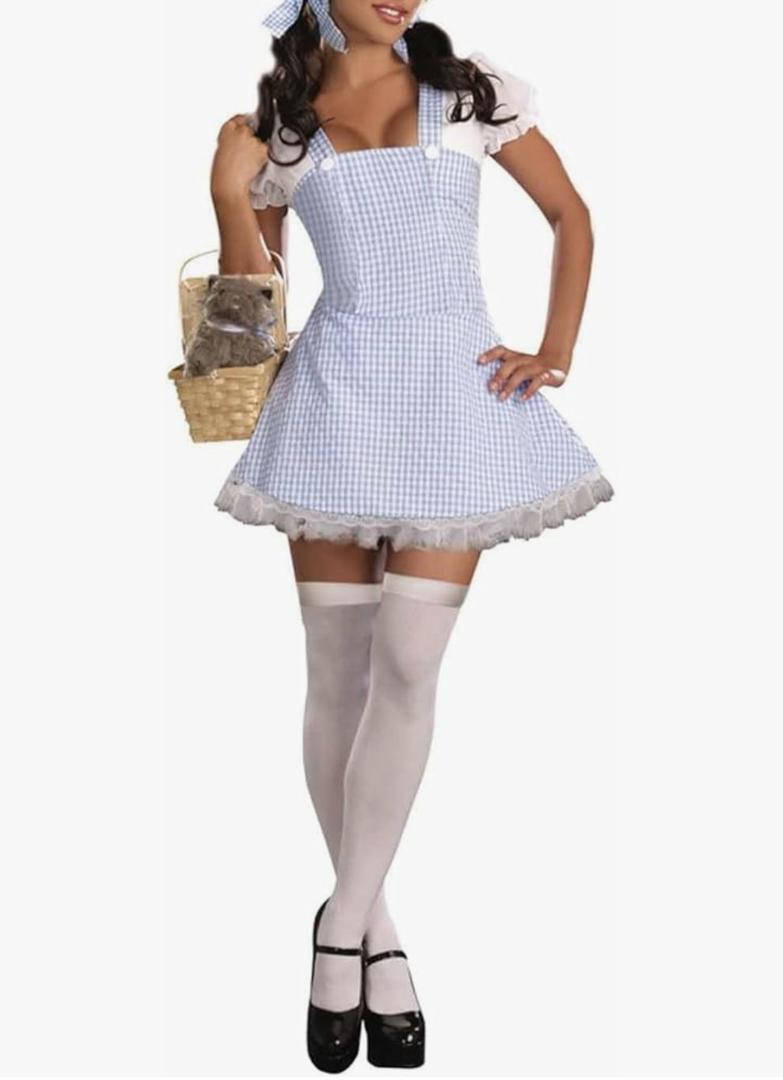 Blue Gingham Dress Y2k Women Halloween Costume Blue and White Checkered Plaid Dresses College Costumes Outfits 2024 Small