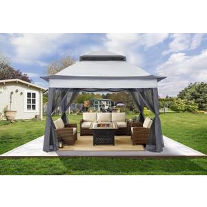 COOSHADE 11x11 Pop Up Gazebo Tent Outdoor Canopy Patio Shelter with Mosquito Netting(Dark Grey)