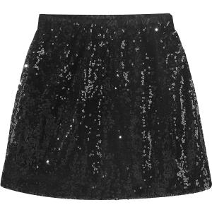 Noomelfish Girls Sparkly Sequin Skirt Kids Elastic Waist Mini Pencil Skirts, Black, Size 11-12 Years