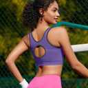 RUNNING GIRL Sports Bras for Women High Support,Seamless Ribbed Longline High Neck Sports Bra Racerback Padded Crop Top Yoga (Purple, M)