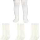 Aorffier Baby Knee High Socks, Toddler Knee High Socks Newborn Little Boy Girl Knit Cotton Stockings 0-36 Months (0-12 Months, 3 Pairs)