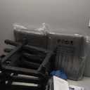 Counter Height Bar Stools Set of 2, 24 Inch Barstools for Kitchen Counter, Kitchen Stools with Bonded Leather Saddle Seats & Heavy Duty Metal Legs, Easy Assembly, Gray/Black