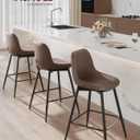 VASAGLE Bar Stools Set of 2, Counter Height Bar Stools with Back, Ergonomic Backrest, Synthetic Leather, Metal Legs, 24.8-Inch Tall Barstools for Kitchen Island Home Bar, Easy Assembly, Coffee Brown