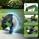 Cordless String Trimmer, 21V Electric Weed Wacker with Wheels | 4 in 1 2600mAh Battery Powered Weed Eater with 4 Type Replacement Blades for Garden, Lawn and Yard Care
