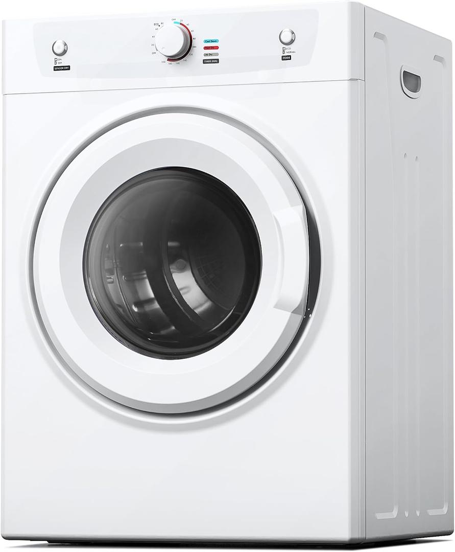 Euhomy Dryer, 1500W Clothes Dryer with Stainless Steel Tumbler, 3.52 Cu. Ft. portable clothes dryer with Exhaust Hose for Home, Apartment, White
