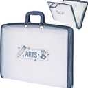 3 x 11x17 Accordion File Organizer with 13 Pockets, Art Portfolio with Handle & Zipper Closure, Oxford-Trimmed Frosted Translucent Style (1-Pack)