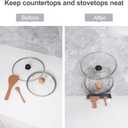 304 Stainless Steel Pot Lid Holder While Cooking, Kitchen Pot Lid Storage Rack for stove top, Multifunctional Kitchen Pot Lid Organizer for Counter top Silver