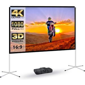 Portable Projector Screen 60inch,Movie Projection Screen,Indoor Projector Screen and Stand, 16:9 Projector Screen 4K HD Wrinkle-Free Lightweight