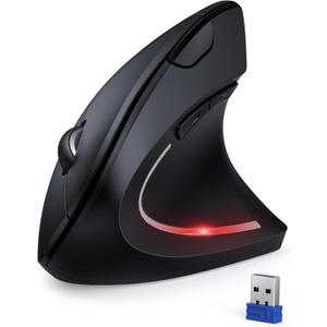 TECKNET Ergonomic Mouse, 4800 DPI Wireless Vertical Mouse with 5 Adjustable DPI Levels, 2.4GHz Optical Carpal Tunnel Mouse, 6 Buttons Wireless Mouse for Laptop, Desktop, PC, MacBook (Deep Black)