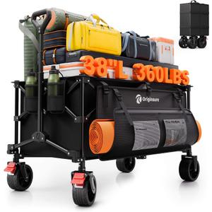 Originsure 220L Collapsible Beach Wagon Cart, 360lbs Heavy Duty, Black