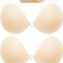 MITALOO Adhesive Bra Sticky Strapless Invisible Push up Bras Silicone Backless Nipple Cover for Women (Cream), Size B
