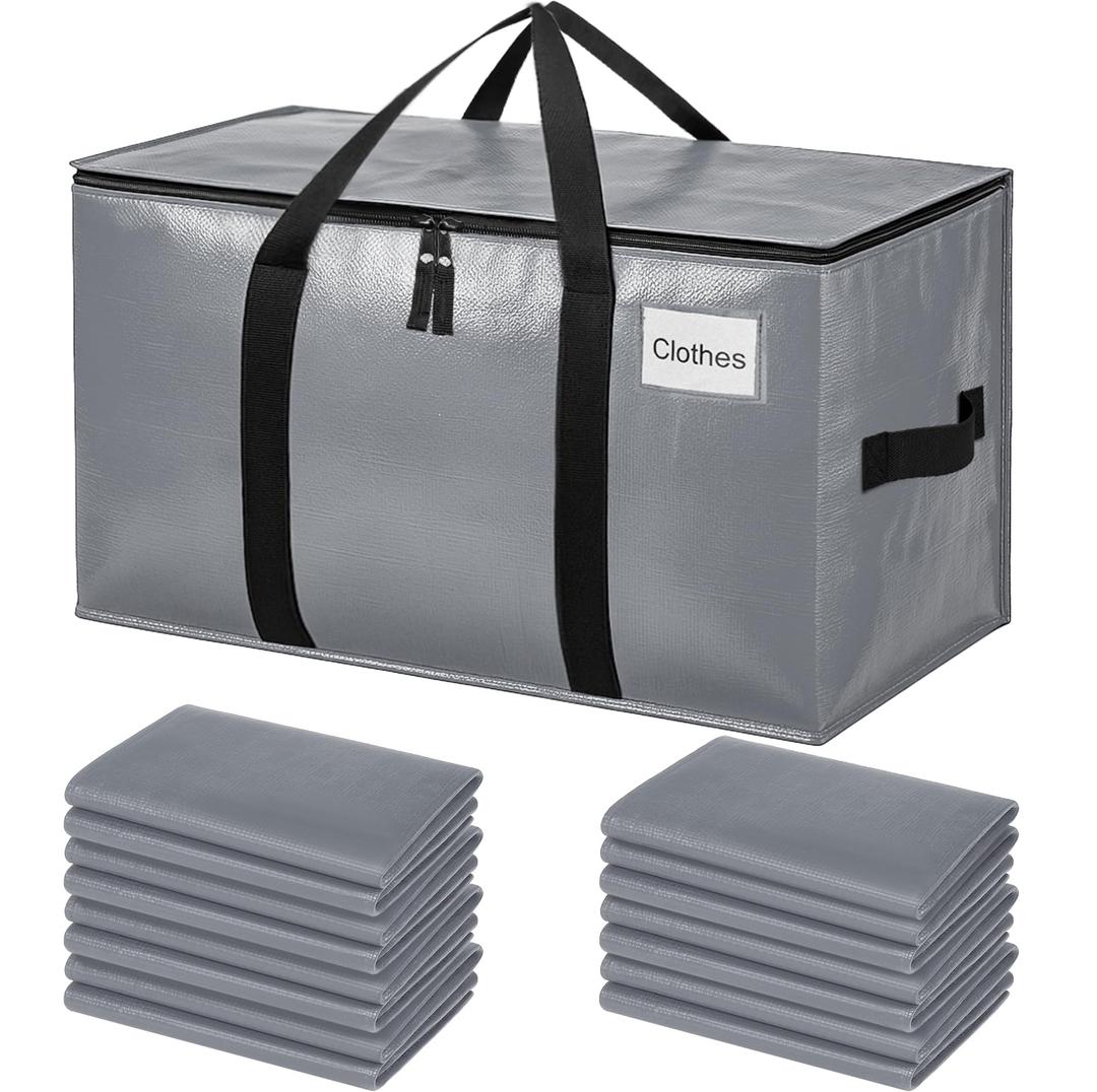 BAGAIL Heavy Duty Moving Bags with Strong Handle, Extra Large Moving Boxes, Storage Tote for Clothes, College Moving Supplies(Grey, 16 Pack) (80L-16pack-Standard)