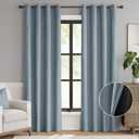 jinchan 85% Blackout Curtain 90 Inch Length, Faux Linen Curtain for Living Room, Thermal Insulated Room Darkening Grommet Top Window Drape, 1 Panel Curtain for Bedroom Denim Blue