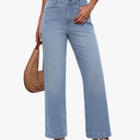 luvamia Wide Leg Jeans for Women Trendy High Waisted Welt Pockets Stretchy Denim Jeans Work Casual Trousers Pants Size 12