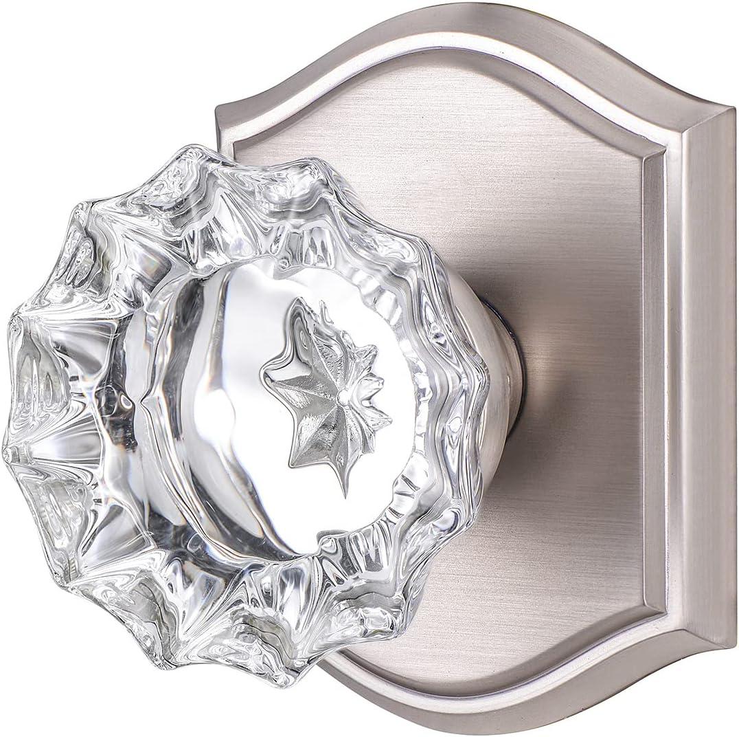 Antique Crystal Door Knobs for Interior Doors, Hall and Closet Door Knobs Brushed Nickel Finish (Passage)