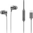 Lenovo - 300 Wired in-Ear USB-C Headphones - in-Line Microphone - USB-C Connectivity - Play & Pause Button - 3 Sizes Silicone Ear Tips Included, Grey