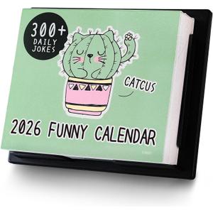 2026 Desk Calendar - 2026 Daily Calendar, Funny Desk calendars with 300+ Daily Jokes, Daily Desk Calendars One Page Per Day, Joke Calendar, 5"6",Cactus and Cat Design