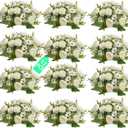12 Bundles Peony Artificial Flowers, Peonies Artificial Flowers with Peonies Fake Peony Flower Bouquets for Home Decor, Wedding, Table Centerpieces (White, Peonies and Daisies)