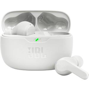JBL Vibe Beam - True Wireless JBL Deep Bass Sound Earbuds, Bluetooth 5.2, Water & Dust Resistant, Hands-free call with VoiceAware, Up to 32 hours of battery life (White)