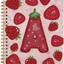 Rusenbao Cute Personalized Strawberry Notebook Journal, Custom Initial Notebook for School Women Girls, Customized Gifts, Monogrammed Gifts for Women, Spiral Notebook 5.5 x 8.3(Letter L)