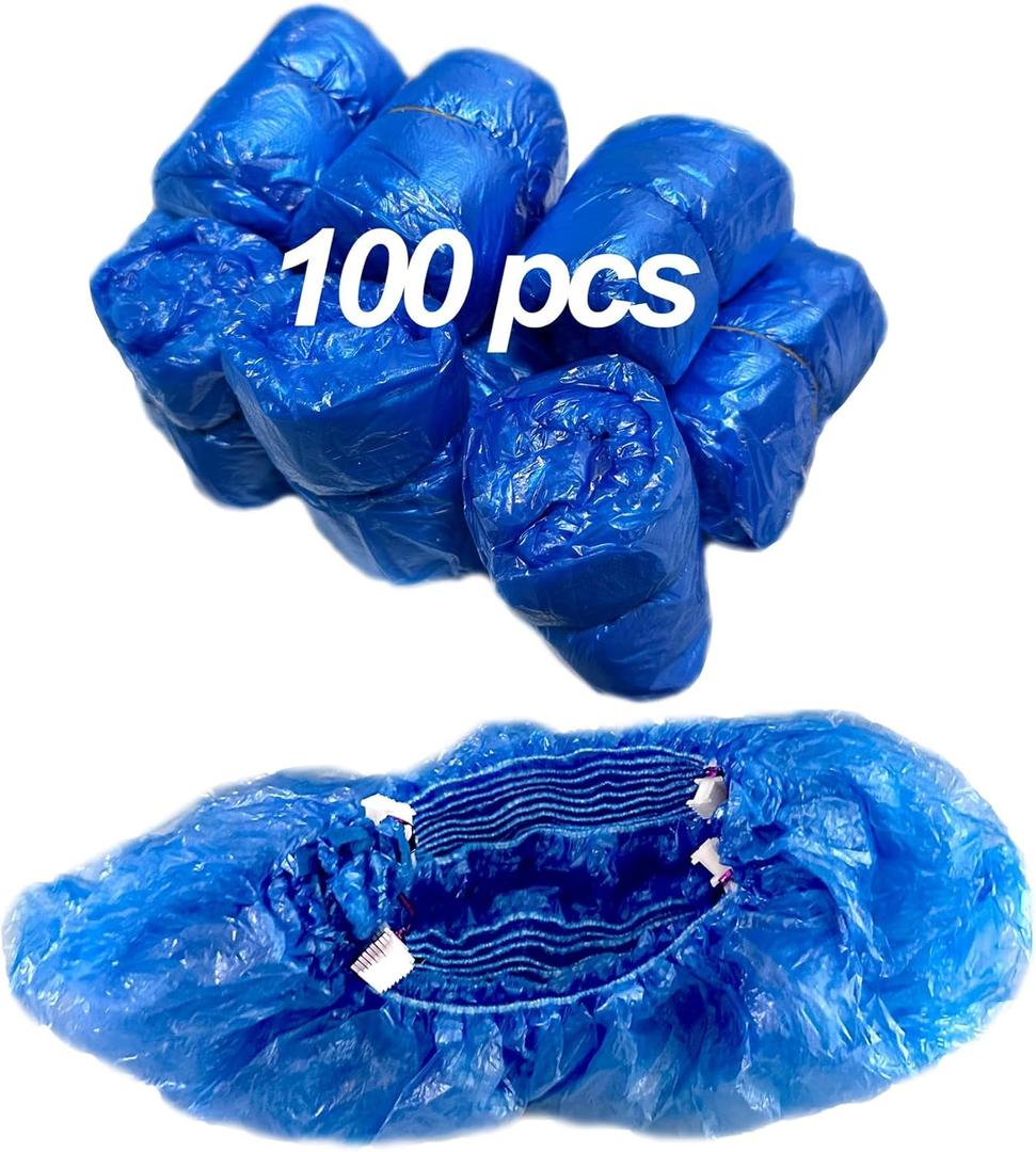 T Buckle Plastic Shoe Covers for Automatic Shoe Cover Dispenser,Indoors Disposable Boot Cover for Shoe Cover Machine,Waterproof,Dust Proof,for Home,Shop,Office,15-20'' Adjustable Size,100pcs,Blue