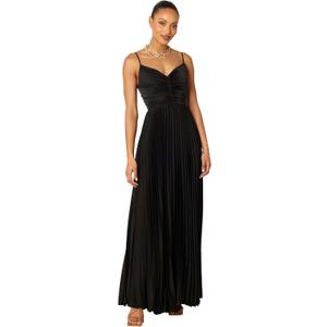 Petal & Pup Women's Naira Pleated Maxi Dress (6, Black)