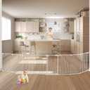 Extra Wide Baby Gate, 30" Tall 189" Wide Configurable Baby Gate Fireplace Safety Fence, Metal Pet Safety Playpen for Toddler/Pet/Dog Christmas Tree Fence (Whtie, 8-Panel)