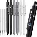 STAGEEK Black Gel Pens GX3, 6Pcs Fine Point Smooth Writing Pens with 3 Extra Refills, Black Ink Pens for Journaling, Office, Note Taking, School Supplies, Nurse Aesthetic(Black Gray White)