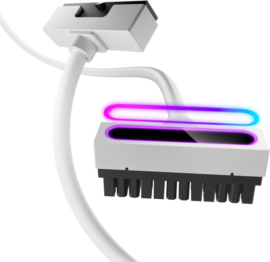 AsiaHorse Hydrus-24PIN PC PSU Extension, ATX 24PIN Motherboard Power Extension 90° Right Angle Design, 650W Power Supply, Perfect for PC Case Management & DIY Enthusiasts (White, 24Pin-ARGB)
