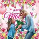 Happy Mother's Day Backdrop Mother's Day Party Photoshoot Background Pink Floral Mothers Day Party Decoration Banner Booth Props (94x70inch(8x6FT))