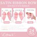 24 PCS Pink Bows 5" Pre-Tied Twist Tie Bows Baby Pink Satin Ribbon Bow for Gift Wrapping Candy Treat Bags Crafts Baby Shower Birthday Party Favors Wedding Decor