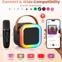 Mini Karaoke Machine for Kids Adults, 2026 TOP Birthday Gifts for Girls Boys 3,4,5,6,7,8+Year Old Toddler Toys, Portable Bluetooth Speaker with 2 Wireless Karaoke Microphones Player (Black)
