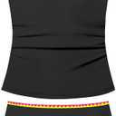 Girls Swimsuit Size 14 Girls Tankini Girl Size 14 Swimsuit Teen Swimsuits for Girl 14 Solid Color Bathing Suit for Teens Boho Swimwear Two Piece Swimsuits High Waisted Tankini Set Black