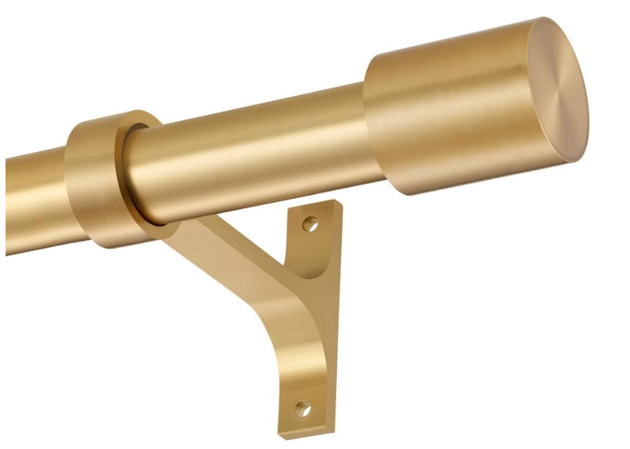Warm Gold Adjustable Curtain Rods, 144 to 164 Inch, Heavy Duty 1-Inch Telescoping Rods with Cap Finials