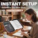 Bible Cover Case with Built-in Book Stand, Large Storage Leather Bible Bags for Women Men, Zipper Church PU Book Cover Study Bag, Christian Gifts for Mother/Husband/Daughter (11.8"x9")