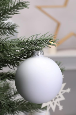 DN DECONATION White Glass Christmas Ornaments, Set of 8, 3' Hanging Christmas Baubles for Xmas Tree Decoration, Wedding Party Gift