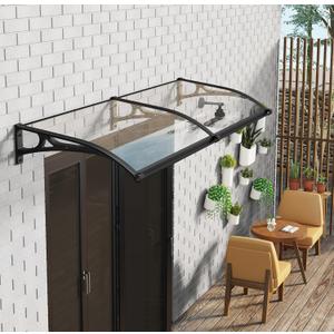 Window Door Awning Canopy UPF 50+, Aluminum Bracket Polycarbonate Board.Front Doors/Windows Overhang Awning for Sun Shutter, UV, Rain (Black, 40 Inch x 80 Inch)
