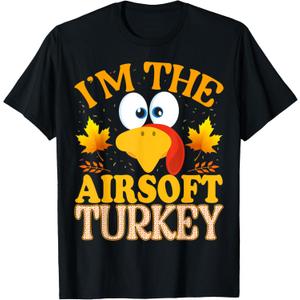 Thanksgiving I'm The Airsoft Turkey Matching T-Shirt, Small, Black