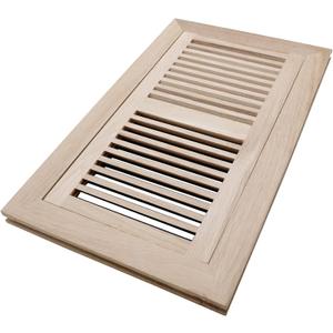 Oak Floor Register for 6x12 Inch Duct Holes - Flush Mount Floor Vent with Metal Damper - White Wooden Vent Covers for Home Floor - 0.8 Inch Thickness - Unfinished