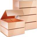 Stockroom Plus 6 Pack Proposal Boxes with Lid for Groomsmen, Bridesmaid, 9.5 x 9.5 x 3.5 Inch Square Glossy Rose Gold Magnetic Gift Box for Parties, Retail