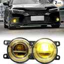 Xprite 500% Bright OEM Style LED Fog Lights w/Yellow Lens Compatible with 2016-2026 Honda Civic (Sedan/Hatchback) Including Sport, EX, Touring, Honda Fit Pilot CRV Accord Odyssey, Acura