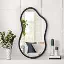 AAZZKANG Irregular Wall Mirror with Wood Framed Small Asymmetrical Black Hanging Mirrors for Bedroom Living Room Bathroom Entryway Dressing Room Decorative
