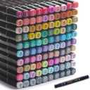 101 Colors Alcohol Markers Dual Tips Permanent Art Marker Pen for Adult, Alcohol-Based Highlighter Pens Sketch arts set for Coloring,Painting, Sketching and Drawing with Carrying Case (black)