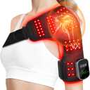 Kaoudt Cordless Red Light Therapy for Shoulder with Vibration Massage, 5000mAh Rechargeable Heated Shoulder Pad Massager, 660nm&850nm Near Infrared Light Therapy for Joint Pain Relief (Black)