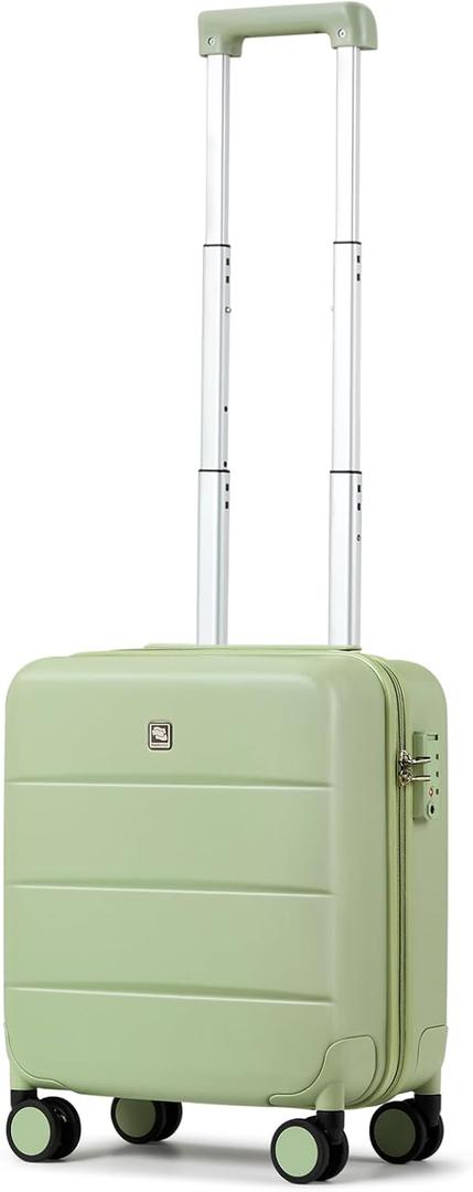 Hanke 16 Inch Underseat Carry On Luggage with Wheels Hard Shell Mini Small Suitcases Carry On Bag for Airline Approved TSA Luggage Lightweight Travel Suitcase(Bamboo Green)