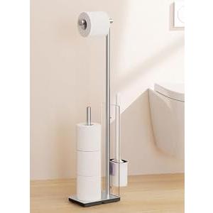 KES Free Standing Toilet Paper Holder with Storage, Toilet Brush Holder Roll Stand with Toilet Brush Detachable 18/8 Stainless Steel Toilet Roll Holder Freestanding Brushed Finish, BPH232-2