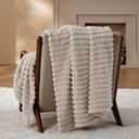 Bedsure GentleSoft Throw Blanket for Couch - Cozy Soft Blankets for Women, Cute Small Fleece Throws for Girls, Beige, 50x70 Inches