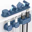 6 Pack Magnetic Cable Clips [1s Open/Lock], Laitver Cord Organizer Holder Strong Adhesive Desk Cable Management- Organize Charging Cords Neatly for Home, Office, Car,Desk, Nightstand-Porcelain Blue