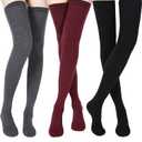 SATINIOR 3 Pairs Extra Long Socks Thigh High Cotton Socks Extra Long Boot Stockings for Women