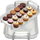 Aayoruro Serving Tray with Handles Set of 3 Rectangular Large Serving Platters 16.5/14.9/13.2 Inch White Plates for Dinner, Party, Entertaining, Transparent